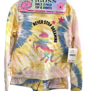 Vigoss Girls 2-Piece Top & Shorts Set Size 4 Pink Graphic Tee Soft Knit Size 6